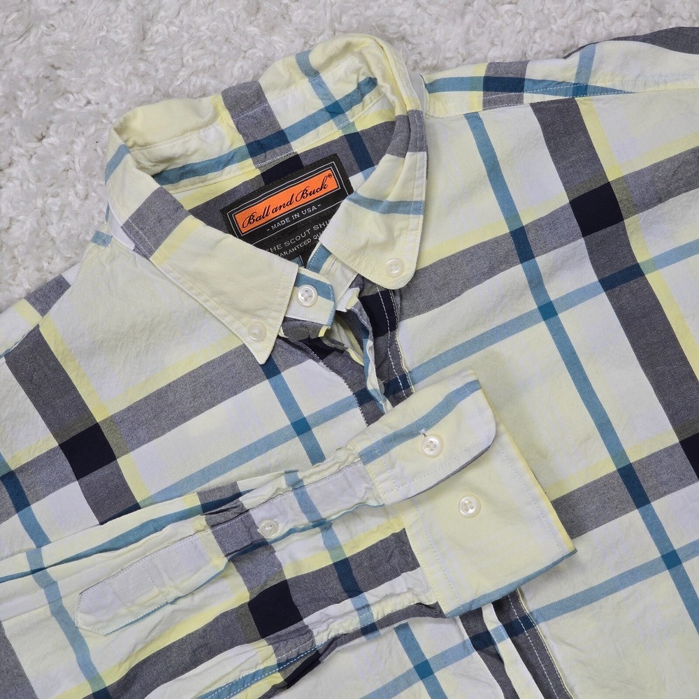 Ball and Buck Mens Plaid Button Up Shirt Large Made‎ in USA Outdoors Heritage